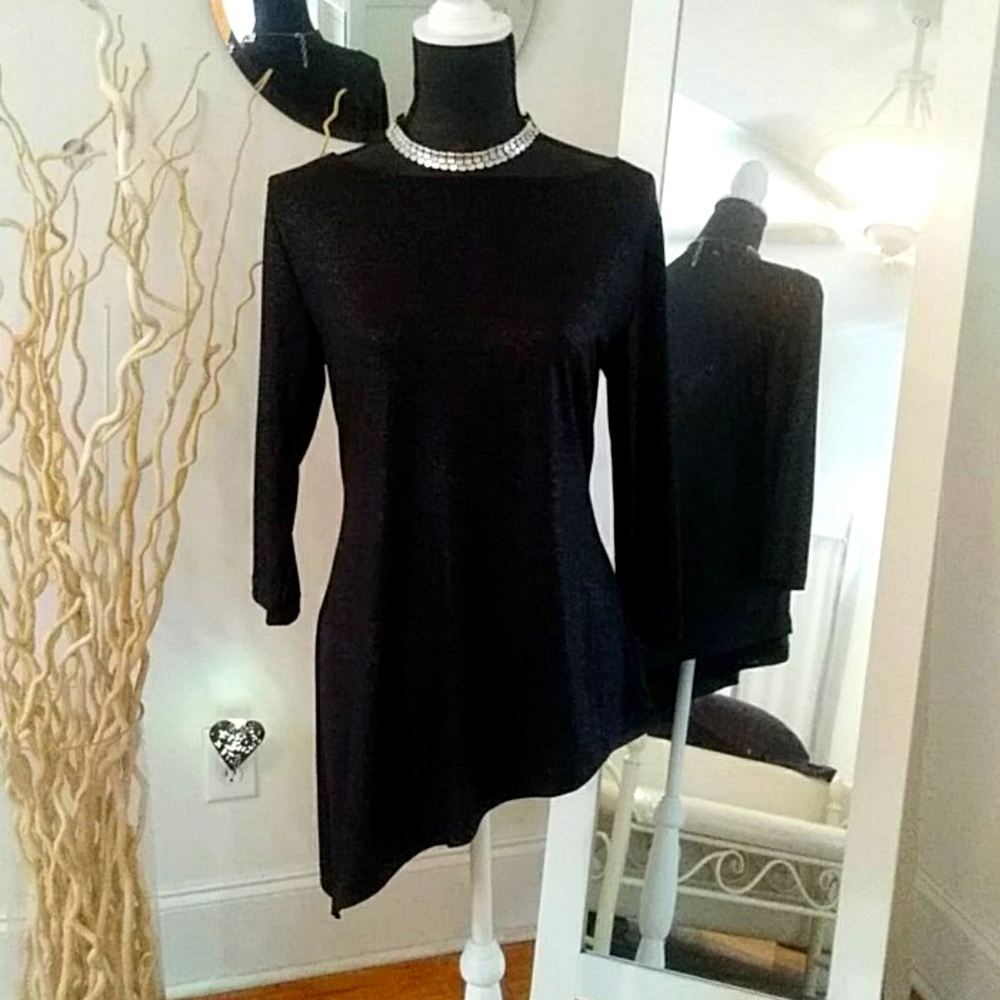 CHICO'S ANGLED TUNIC BLACK